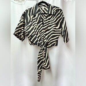 Animal Print Tie Up Top NWOT